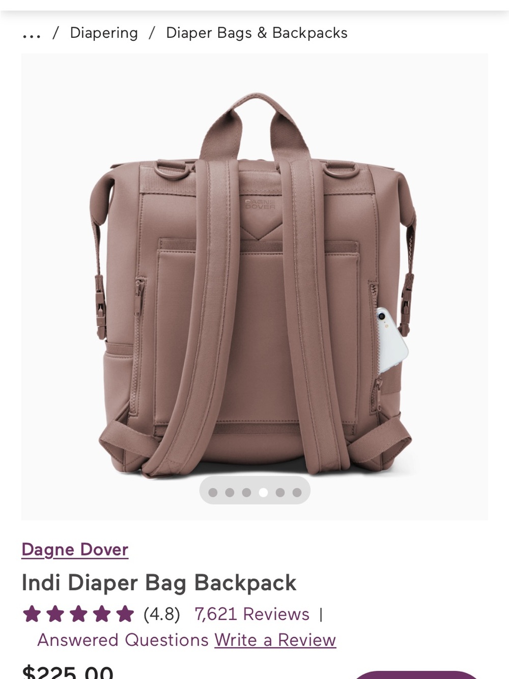 Dagne Dover Indi Diaper Bag Backpack in Mauve - Picture 4 of 4